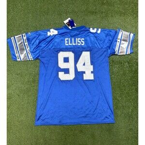 VTG Signed Authentic Reebok Detroit Lions Luther Elliss Blue #94 Jersey NWT XL